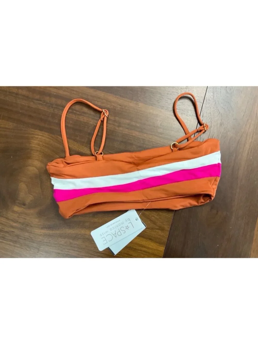L*Space Rebel Stripe Bikini Top in Amber/Bougainvellia/Cream Small New Womens